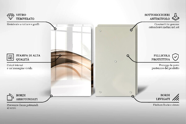 Steklena podloga za rezanje Abstraktne rjave črte