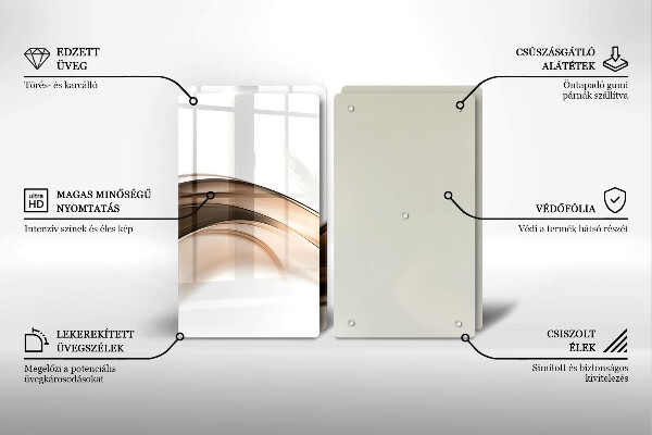 Steklena podloga za rezanje Abstraktne rjave črte