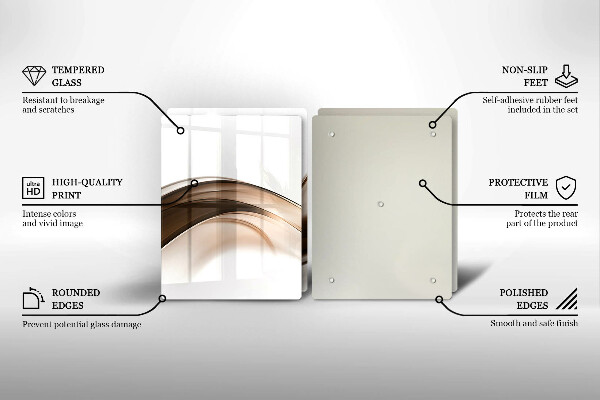 Steklena podloga za rezanje Abstraktne rjave črte