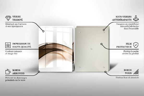 Steklena podloga za rezanje Abstraktne rjave črte