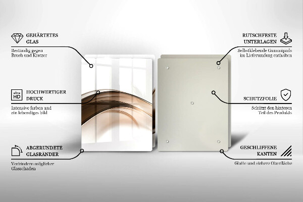 Steklena podloga za rezanje Abstraktne rjave črte