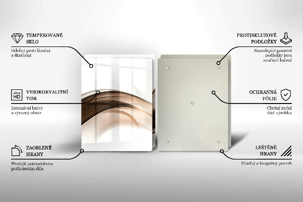 Steklena podloga za rezanje Abstraktne rjave črte