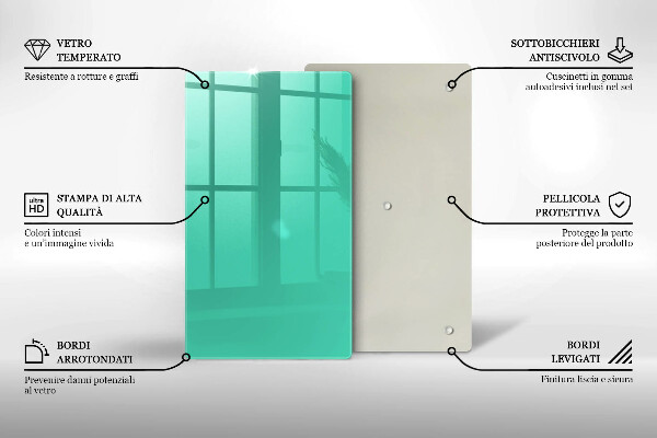 Steklena podloga za rezanje Zelena barva