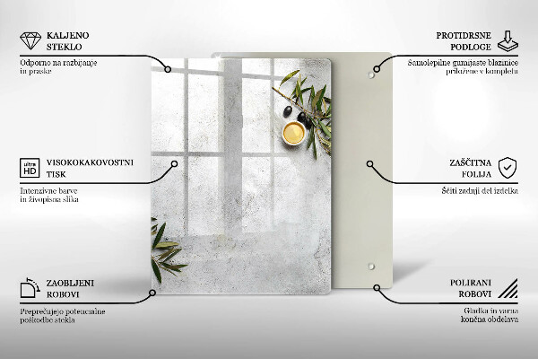 Steklena podloga za rezanje Zelena barva