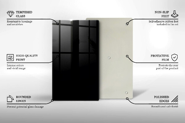 Steklena podloga za rezanje Črna barva