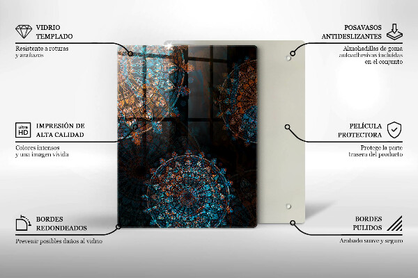 Steklena podloga za rezanje Črna barva
