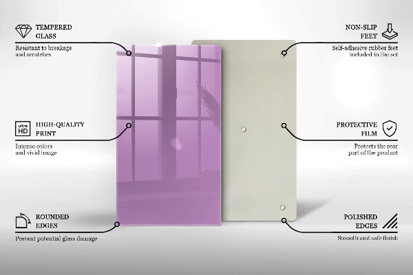 Steklena podloga za rezanje Vijolična barva