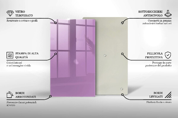 Steklena podloga za rezanje Vijolična barva