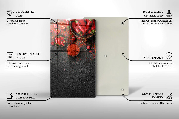 Steklena podloga za rezanje Rdeča čili paprika