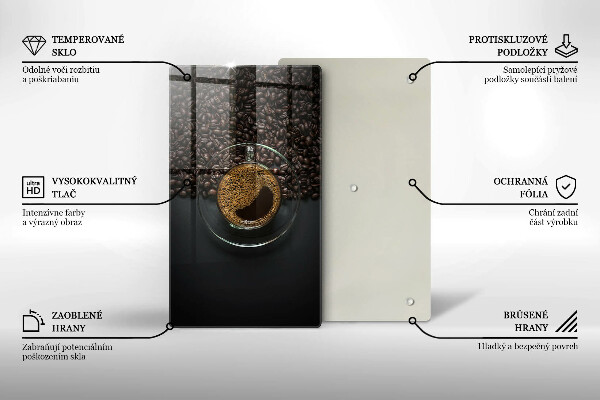 Steklena podloga za rezanje Kava in fižol