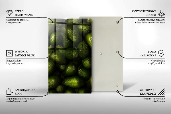 Steklena podloga za rezanje Sadje avokada