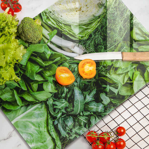 Steklena podloga za rezanje Zelena zelenjava