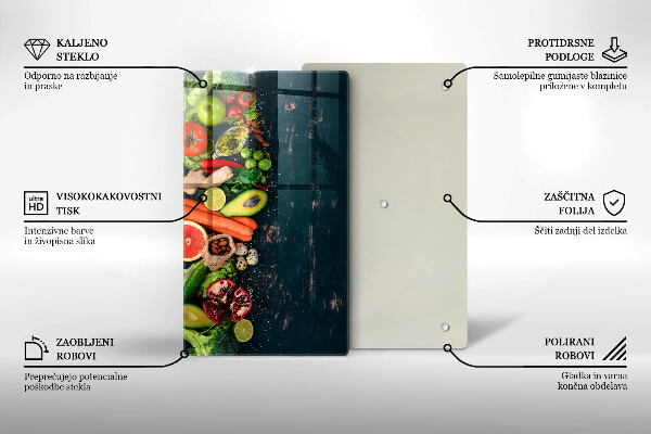 Steklena podloga za rezanje Sadje in zelenjava