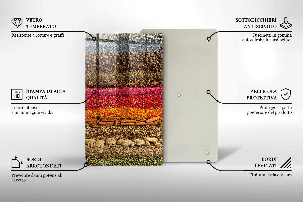 Steklena podloga za rezanje Pisane začimbe