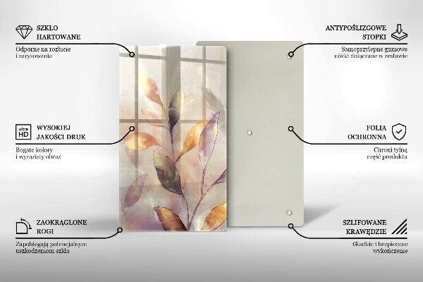 Steklena podloga za rezanje Poslikani boho listi