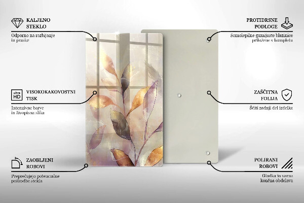 Steklena podloga za rezanje Poslikani boho listi