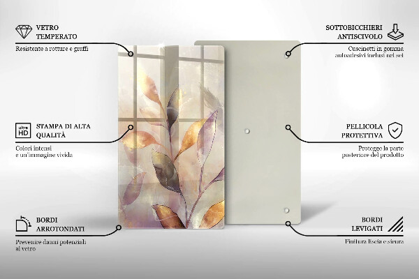 Steklena podloga za rezanje Poslikani boho listi