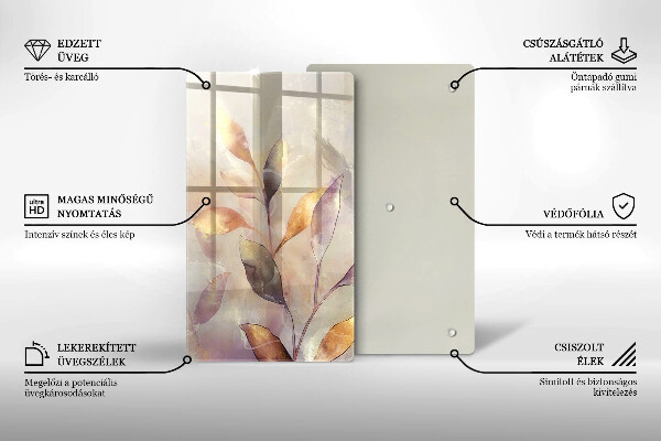 Steklena podloga za rezanje Poslikani boho listi