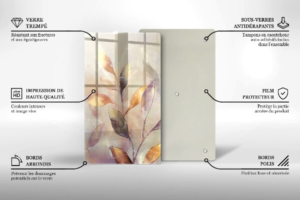 Steklena podloga za rezanje Poslikani boho listi