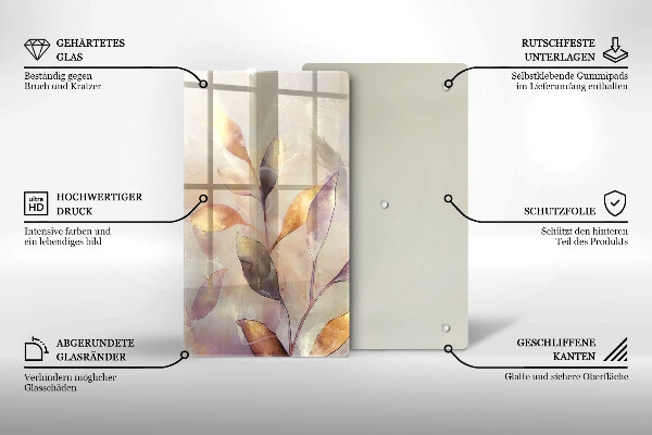 Steklena podloga za rezanje Poslikani boho listi