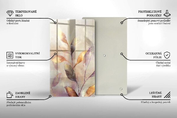 Steklena podloga za rezanje Poslikani boho listi