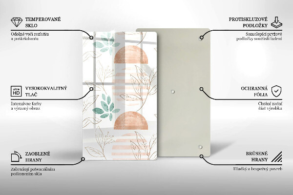 Steklena podloga za rezanje Boho vzorec listov