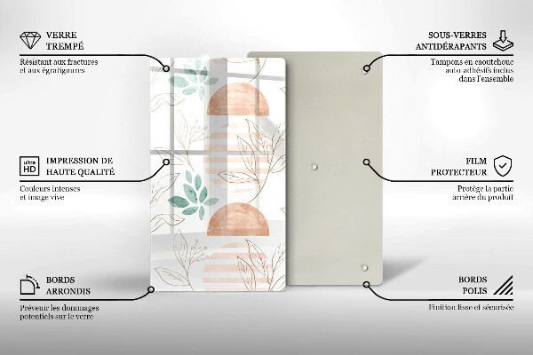 Steklena podloga za rezanje Boho vzorec listov