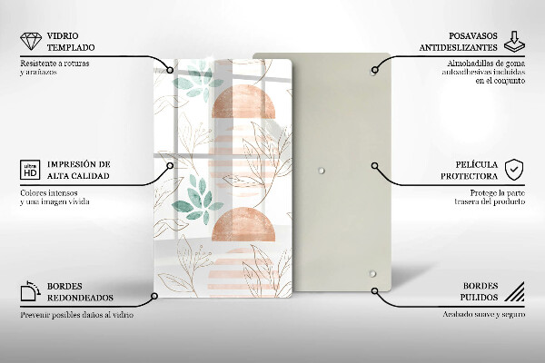 Steklena podloga za rezanje Boho vzorec listov