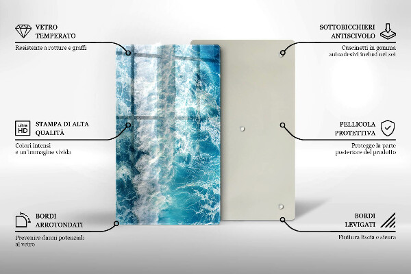 Steklena podloga za rezanje Valovi morske vode