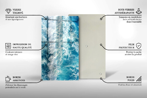 Steklena podloga za rezanje Valovi morske vode