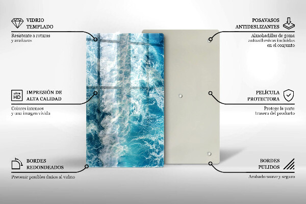 Steklena podloga za rezanje Valovi morske vode