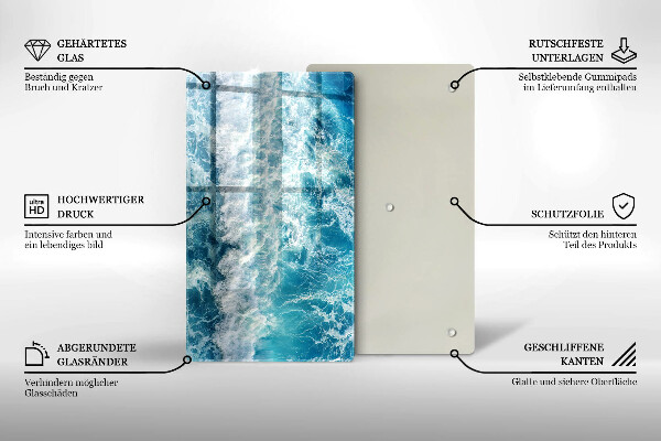 Steklena podloga za rezanje Valovi morske vode