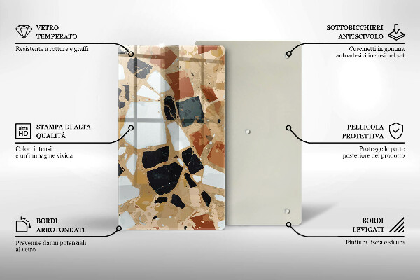 Steklena podloga za rezanje Plošča z okrasnimi kamni
