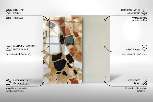 Steklena podloga za rezanje Plošča z okrasnimi kamni