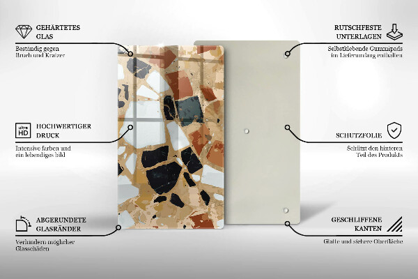 Steklena podloga za rezanje Plošča z okrasnimi kamni