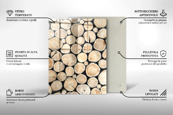 Steklena podloga za rezanje Leseni štori