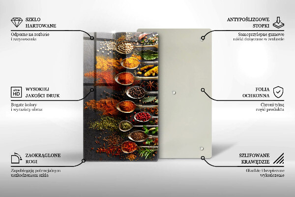 Steklena podloga za rezanje Žlice z začimbami