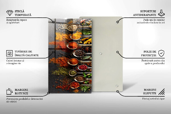 Steklena podloga za rezanje Žlice z začimbami
