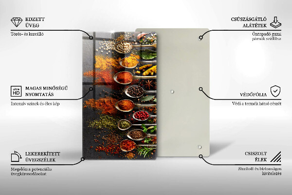 Steklena podloga za rezanje Žlice z začimbami