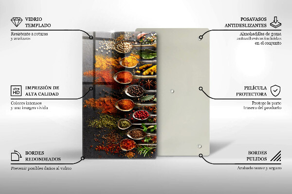 Steklena podloga za rezanje Žlice z začimbami