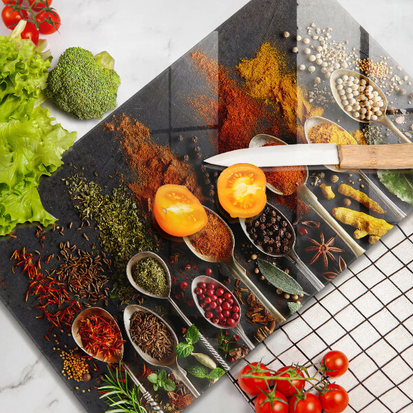 Steklena podloga za rezanje Žlice z začimbami