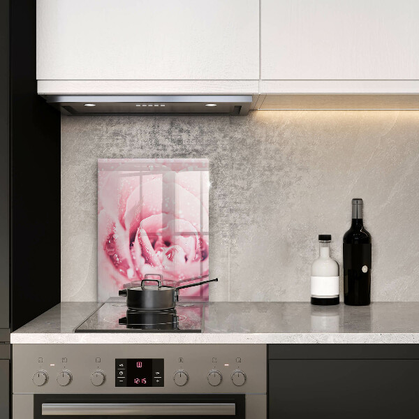 Steklena podloga za rezanje Rosne kapljice in cvet vrtnice