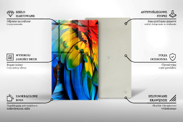 Steklena podloga za rezanje Pisano perje papige