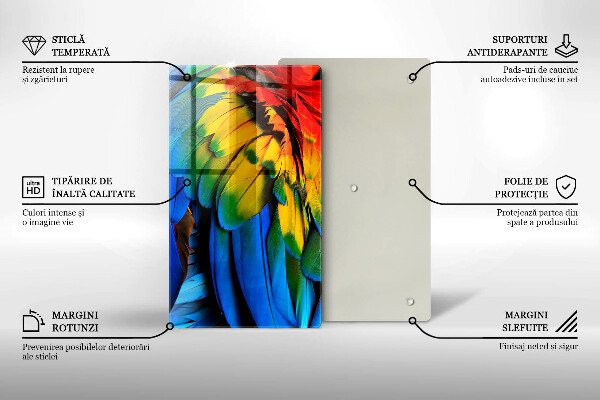 Steklena podloga za rezanje Pisano perje papige