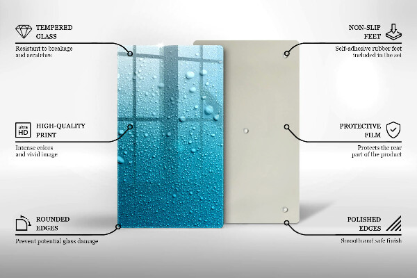 Steklena podloga za rezanje Kapljice vode