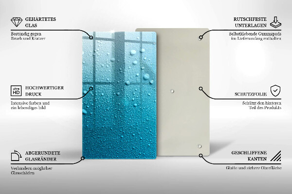 Steklena podloga za rezanje Kapljice vode