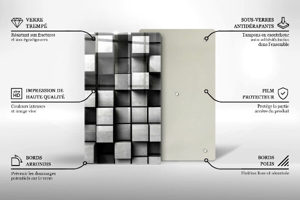 Steklena podloga za rezanje Abstraktni 3D kvadrati