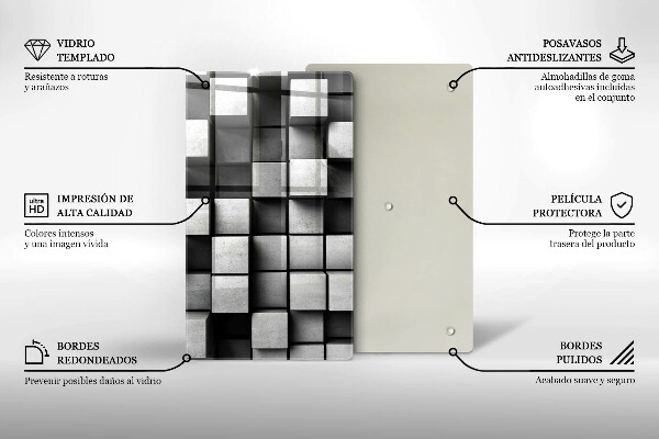 Steklena podloga za rezanje Abstraktni 3D kvadrati