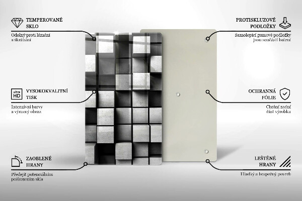 Steklena podloga za rezanje Abstraktni 3D kvadrati