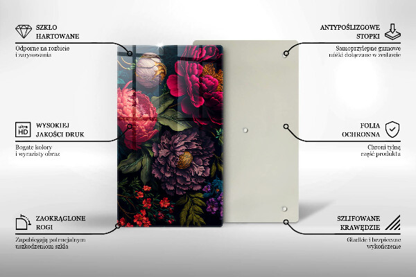 Steklena podloga za rezanje Lepe rože